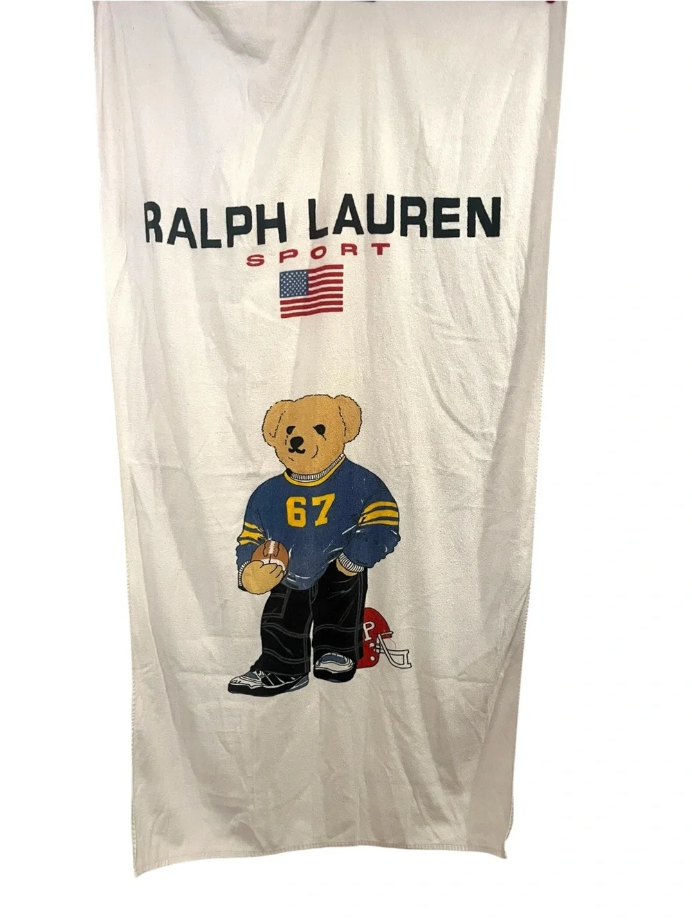 Vintage RALPH LAUREN POLO BEAR Beach Bath Towel Sports Football